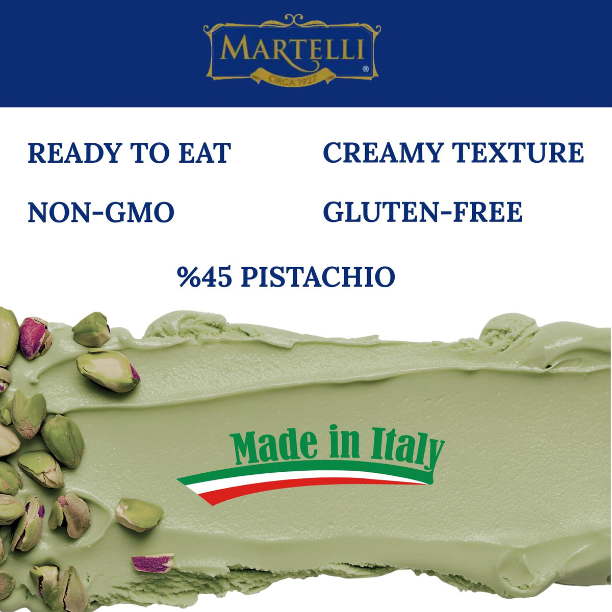 Martelli Pistachio Cream used as chocolate bar filling for gourmet kits.