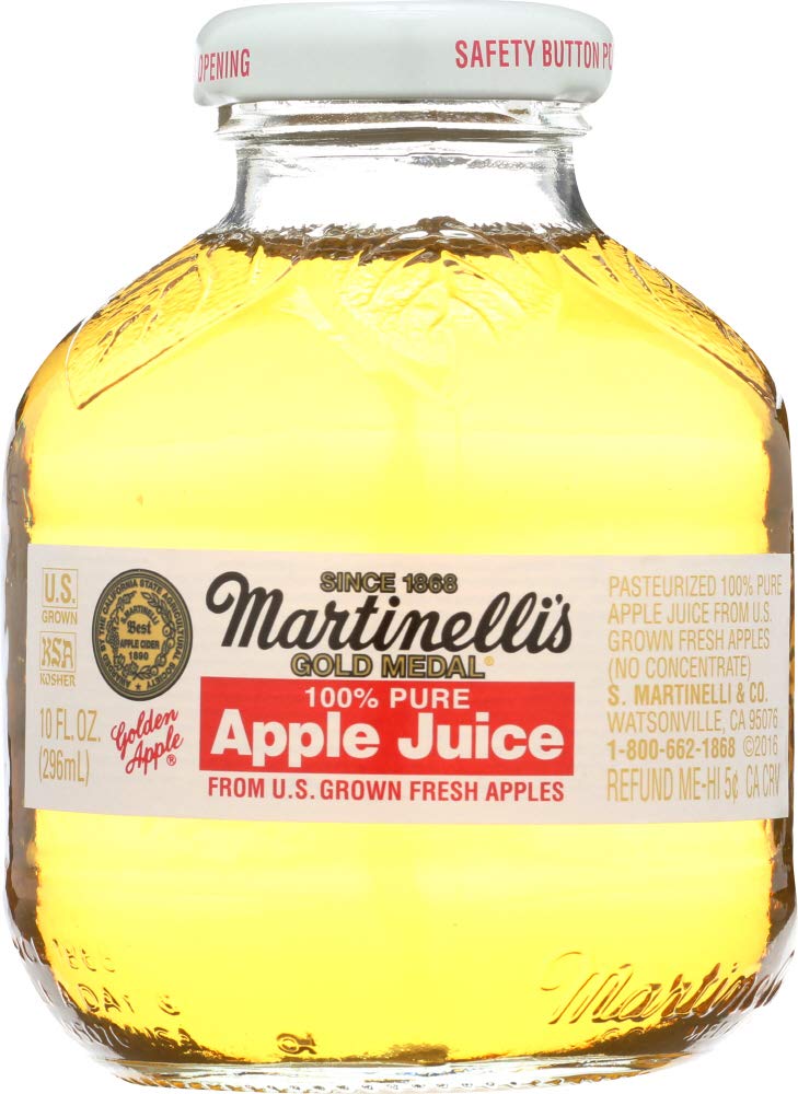 Martinelli's Apple Juice Gold Medal Pack of 12 bottles on display.