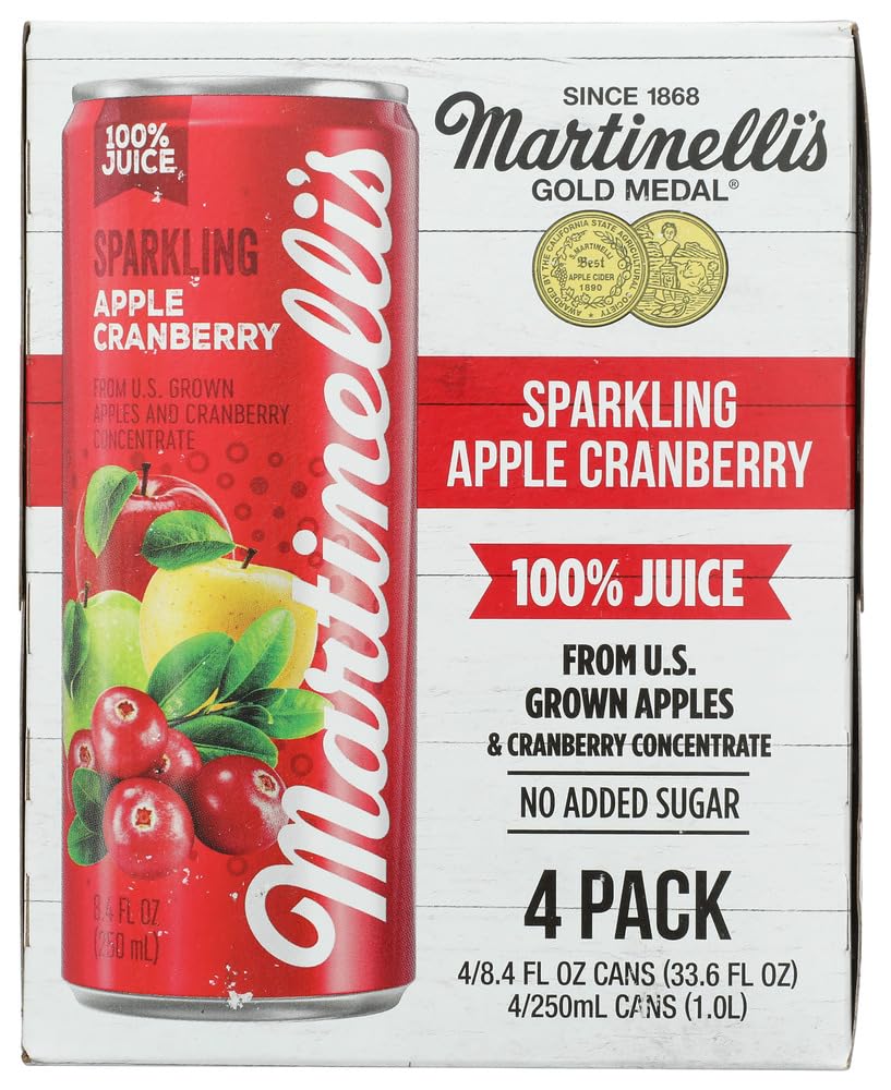 Martinelli's Sparkling Apple Cranberry bottle front view, refreshing flavor for gatherings