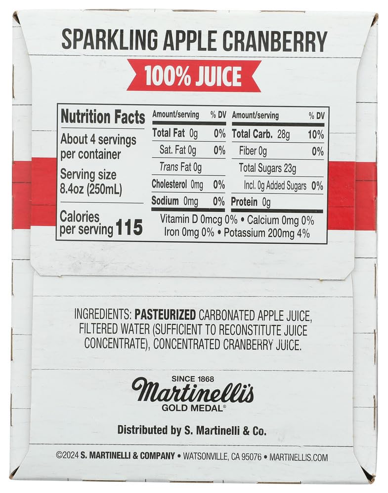 Martinelli's Sparkling Apple Cranberry juice being poured, perfect for mocktails