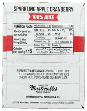 Martinelli's Sparkling Apple Cranberry juice being poured, perfect for mocktails
