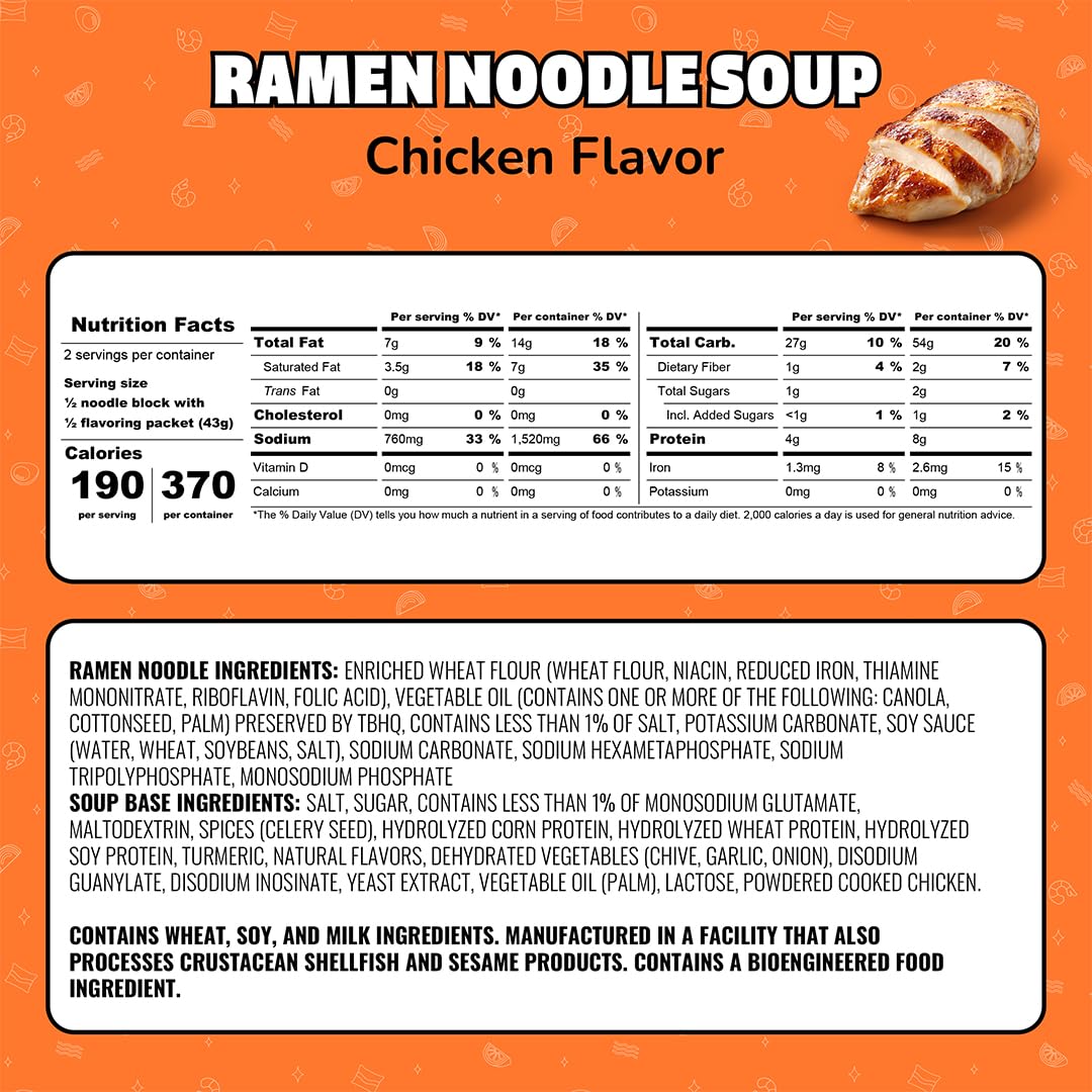 Maruchan Chicken Flavor ramen on a kitchen counter for busy nights.