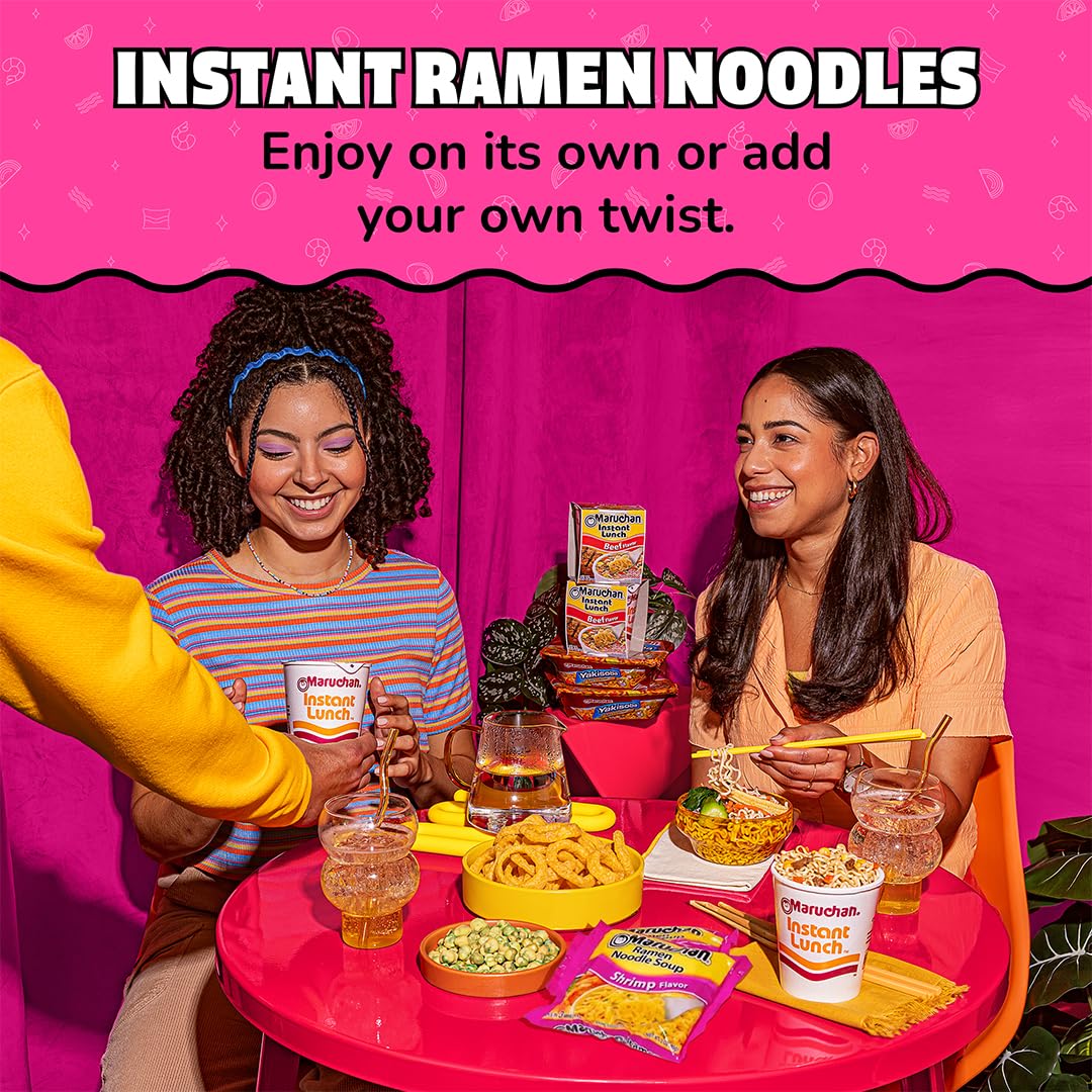 Maruchan ramen cooks in about three minutes on the stove