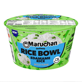 Maruchan Edamame Rice Bowl pack-front, convenient ready meal for busy days.