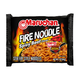 Maruchan Fire Spicy Beef pack ready to grab for a quick dinner.