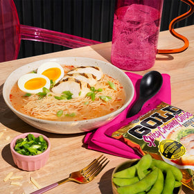 Maruchan Gold packaging for spicy creamy chicken ramen, a pantry staple.