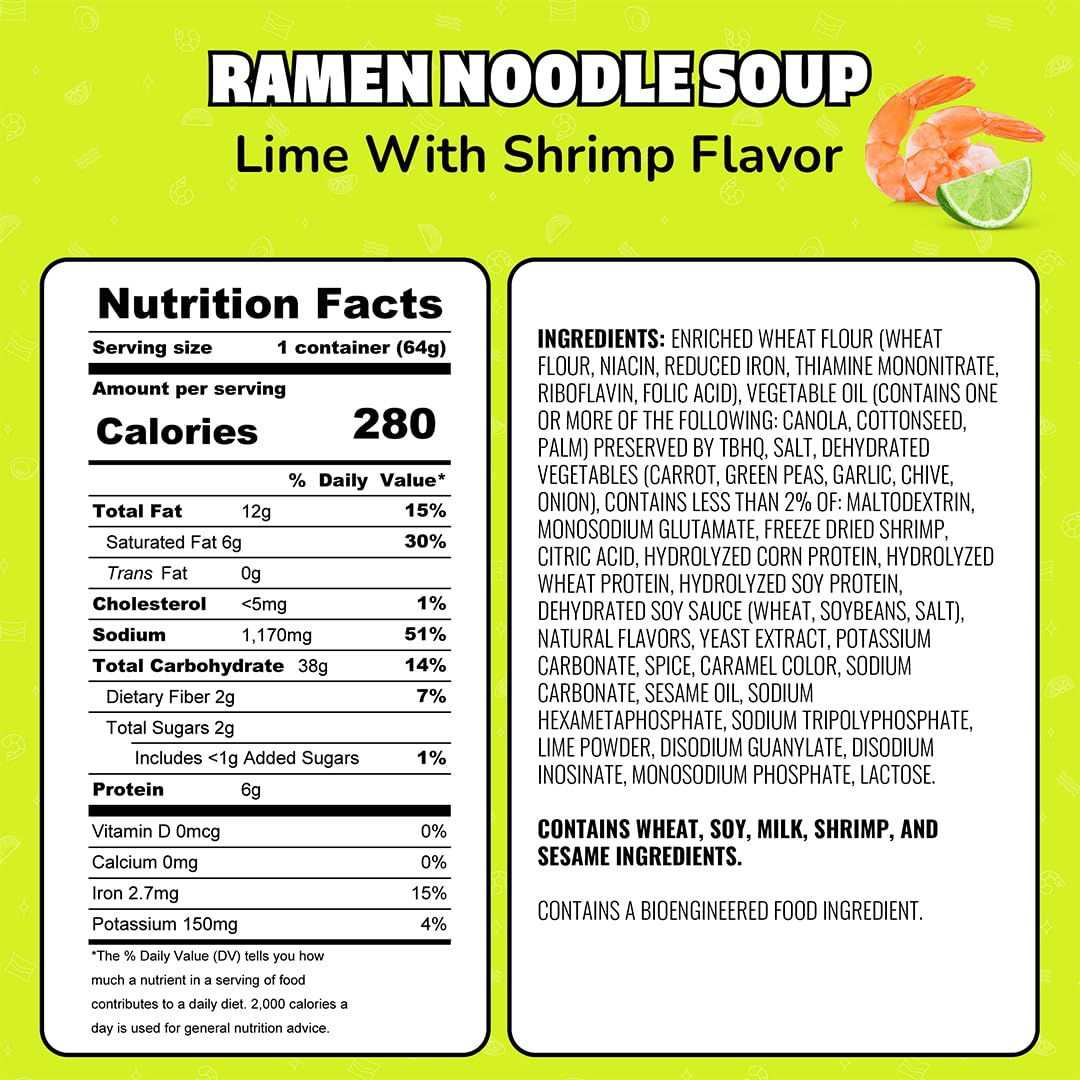 Maruchan Instant Lunch lime shrimp noodles in a cup with vibrant zest