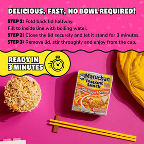 Maruchan Instant Lunch steaming cup evokes warm, comforting aroma