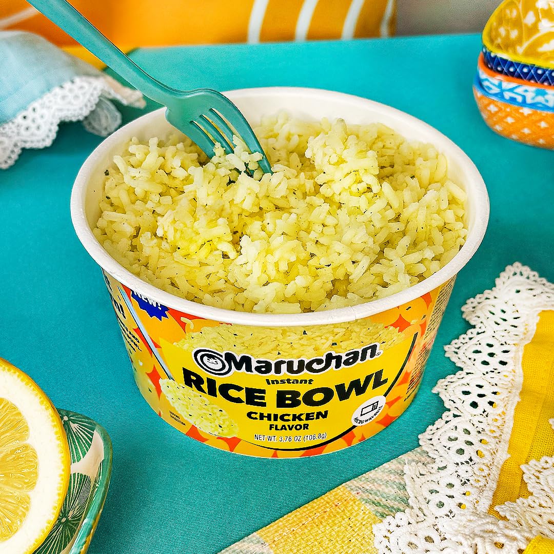 Maruchan instant rice bowl chicken ready-to-serve image for quick dinners.