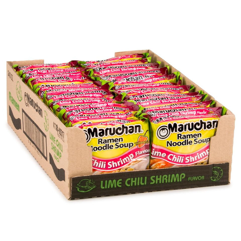 Maruchan Lime Chili Shrimp ramen broth close-up highlighting zesty flavor and quick comfort