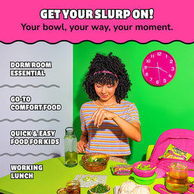 Maruchan Lime Chili Shrimp veggies pairing image suggests customizable meals with greens