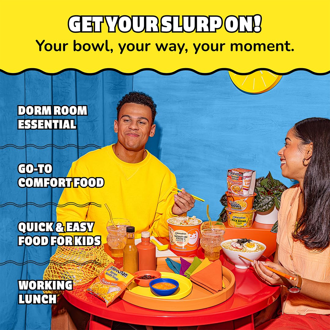 Pantry shelf with Maruchan ramen, fast weeknight solution.