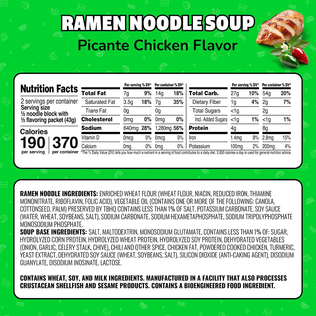 Maruchan Picante Chicken ramen with add-ins like veggies for a customized bowl.