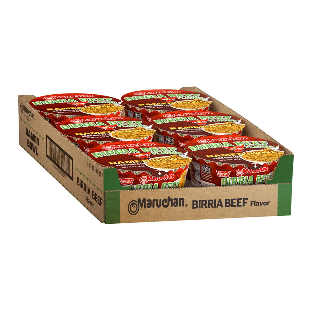 Maruchan Birria Beef ramen with toppings ready to customize, perfect dinner.