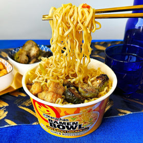 Maruchan Ramen Bowl shown as dorm-friendly pantry staple.