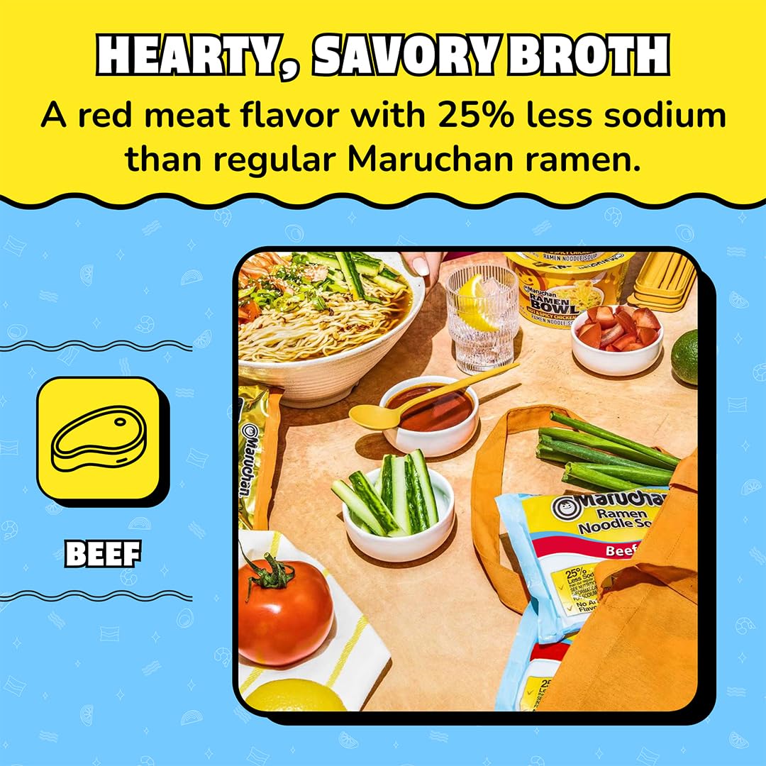 Maruchan ramen noodles on stovetop, ready in minutes of cooking.