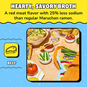 Maruchan ramen noodles on stovetop, ready in minutes of cooking.