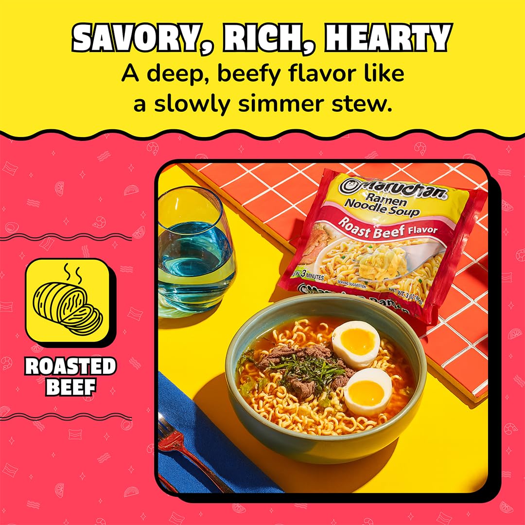 Maruchan Roast Beef flavor broth simmers to create a hearty aroma.