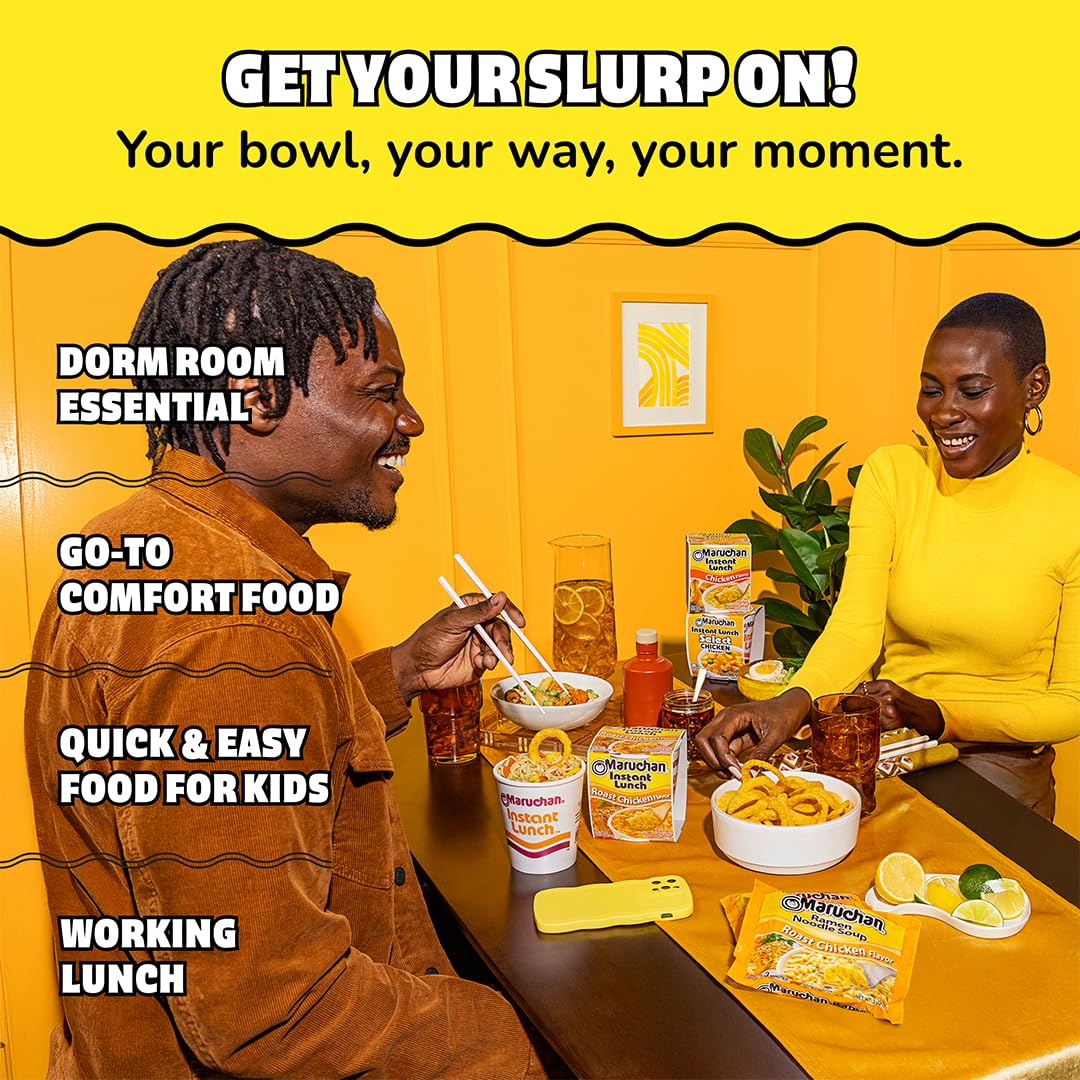 Maruchan Roast Chicken Ramen dorm-room scene for students