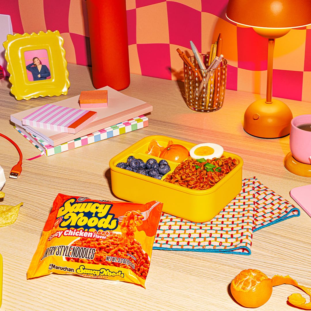 Maruchan Saucy Noods packaging 20-pack for convenient, shelf-stable meals.