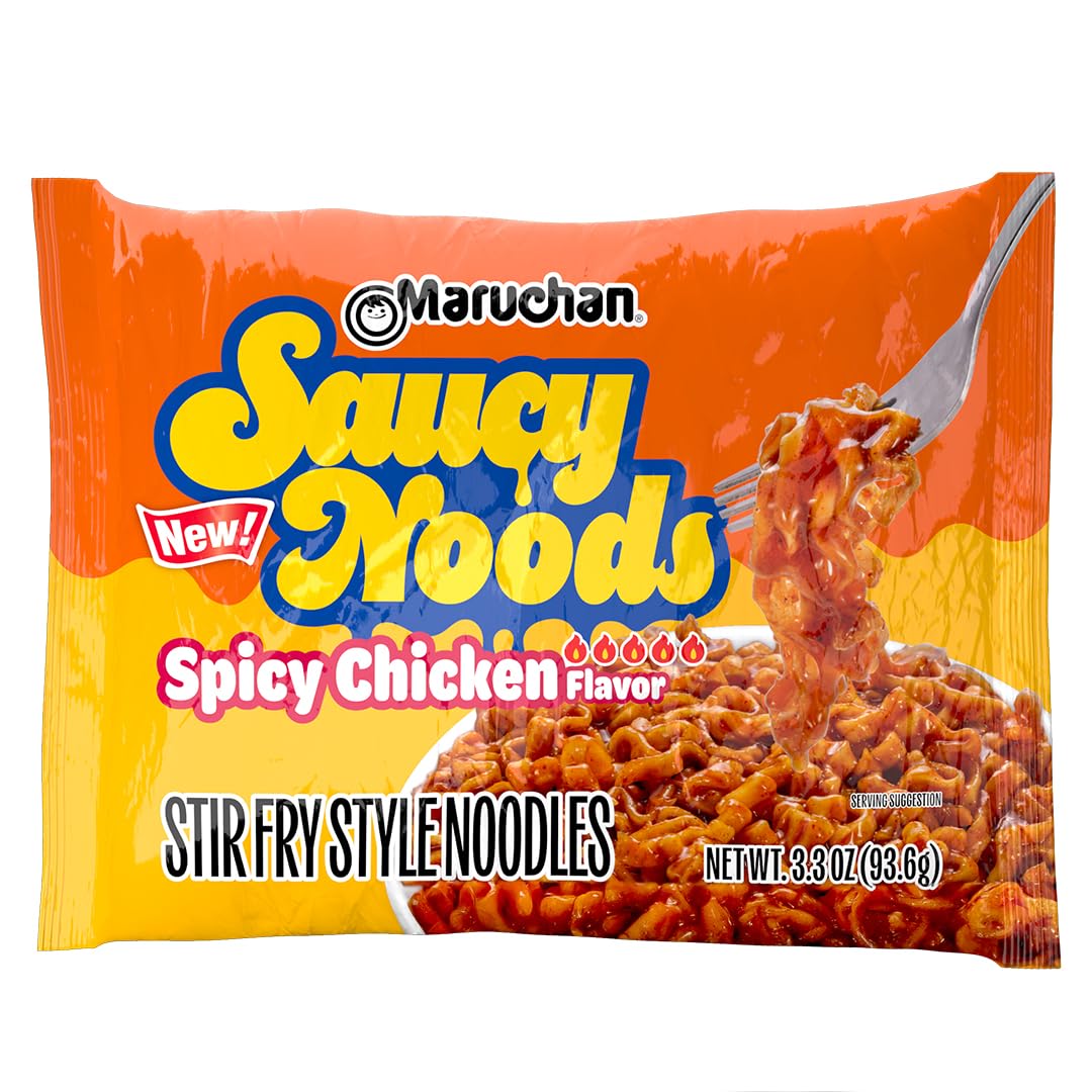 Maruchan Saucy Noods stir-fry action showcasing bold Korean-inspired sauce.