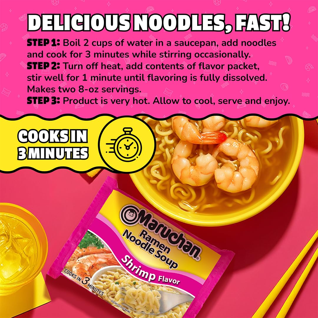 Maruchan 3 oz ramen packaging showcasing quick meal option