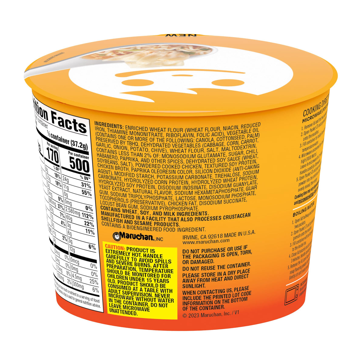 Maruchan Wonton Ramen Bowl shows glossy noodles for a hearty bite.