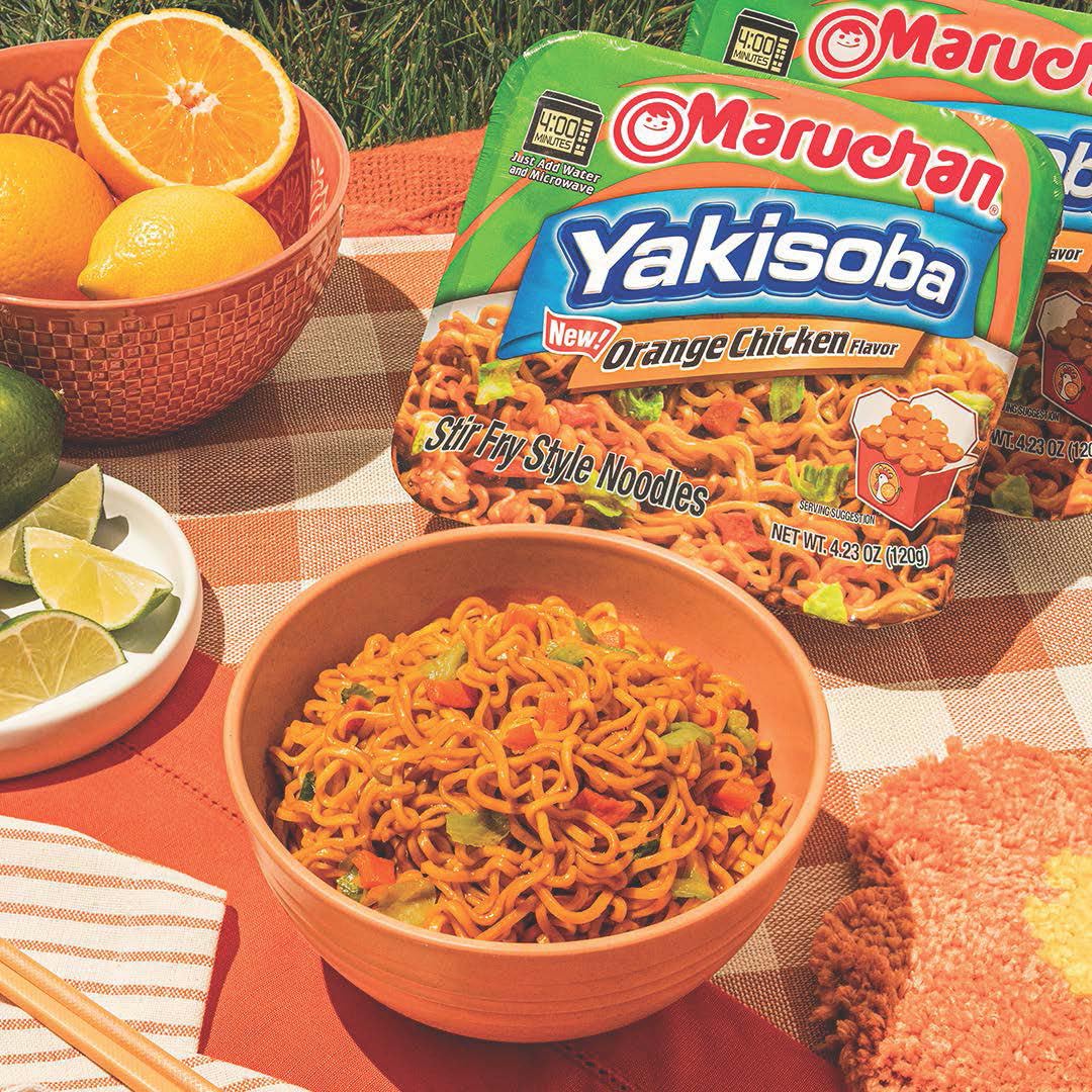 Maruchan Yakisoba 8-pack box, convenient microwavable meals.