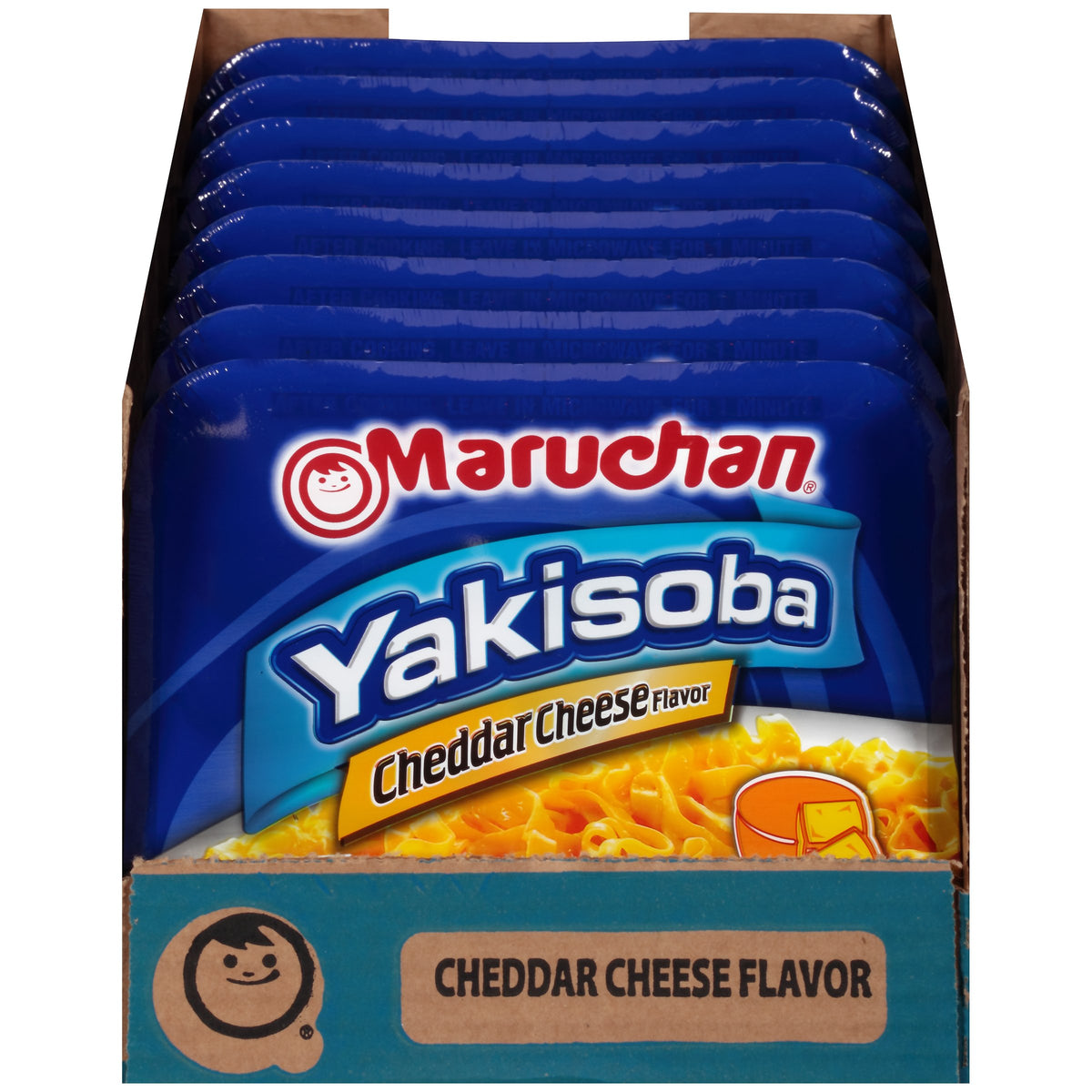 Maruchan Yakisoba cheddar sauce poured over hot noodles.