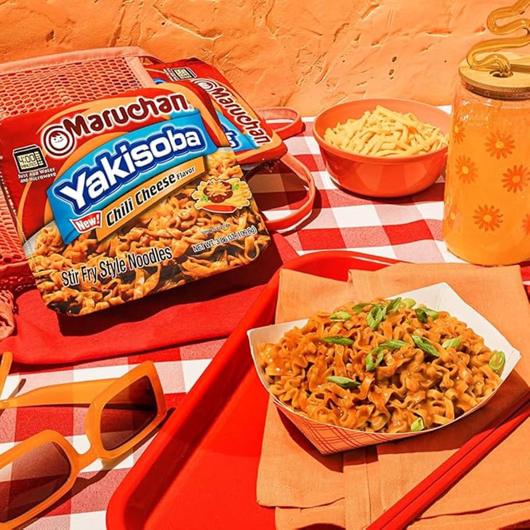Maruchan Yakisoba Chili Cheese Noodles-microwave-instructions, ready in minutes.