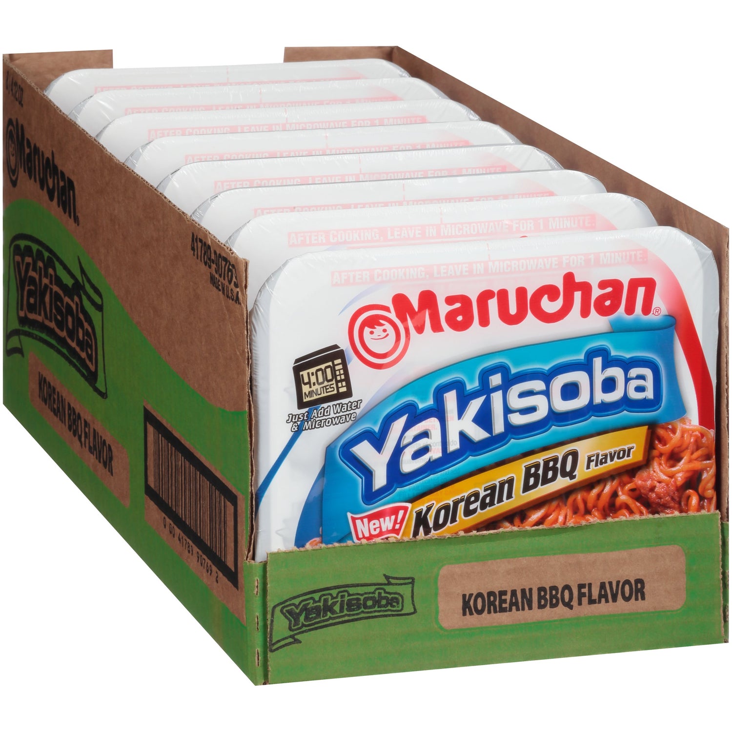 Maruchan Yakisoba Korean BBQ flavor noodles in a bowl for quick microwavable meals