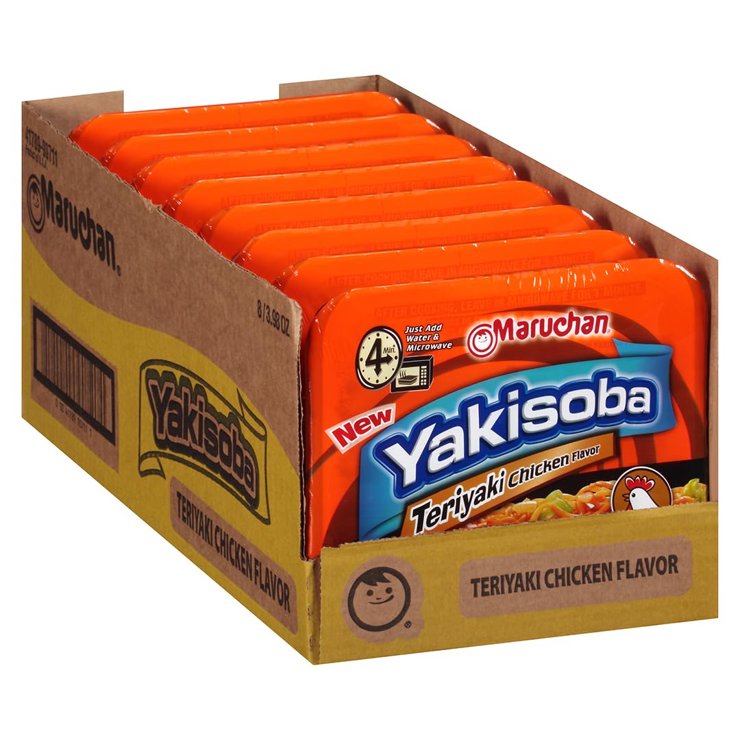 Maruchan Yakisoba Teriyaki Chicken pack-8 count with shelf-stable convenience for busy days.