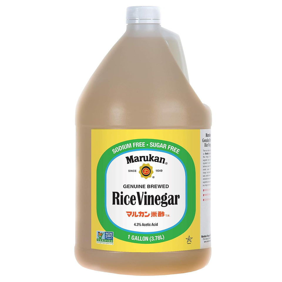 Marukan Genuine Brewed Rice Vinegar pours smoothly for dressings and marinades.