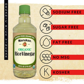 Marukan Rice Vinegar being poured into a measuring cup for precise seasoning