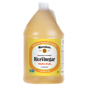 Marukan Seasoned Gourmet Rice Vinegar bottle pouring for sushi rice and marinades.