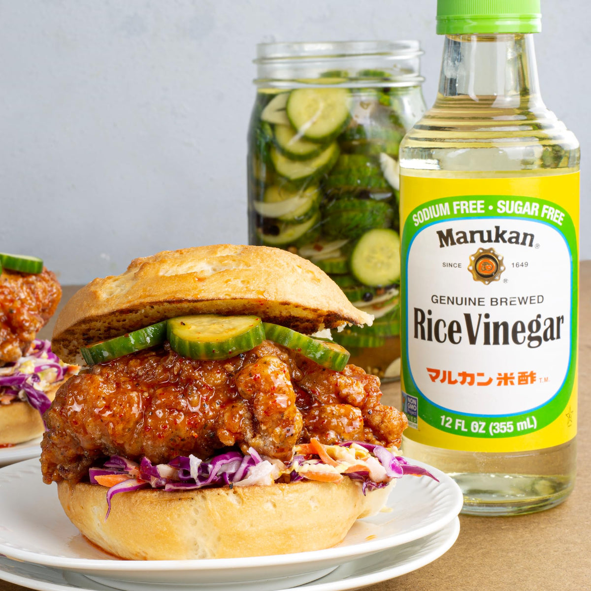 Marukan vinegar kitchen canvas scene highlights premium pantry staple