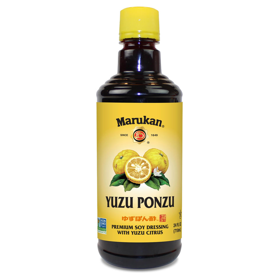 Marukan Yuzu Ponzu bottle front, gluten-free citrus glaze for dumplings
