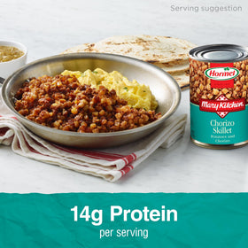 Mary Kitchen Chorizo Skillet breakfast burrito idea, adds protein and savory flavor.