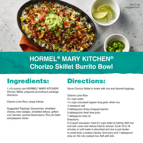 Mary Kitchen Chorizo Skillet in egg casserole setup, boosts heartiness.