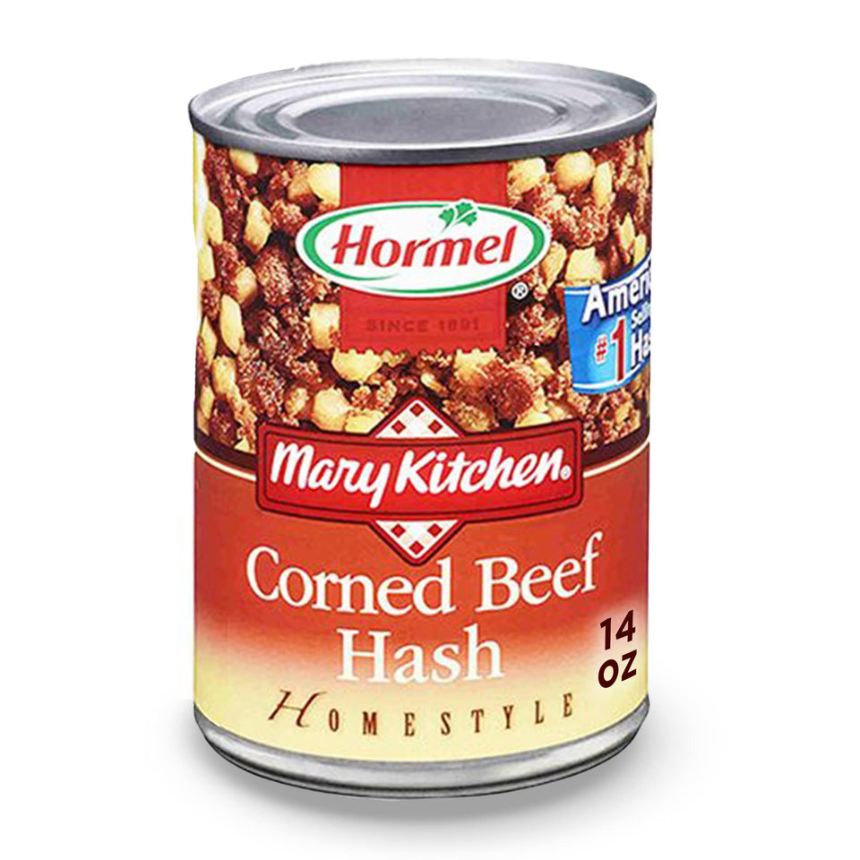 Mary Kitchen Hash eight-pack on pantry shelf offers quick protein-packed breakfasts.