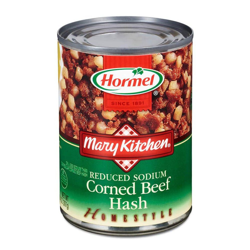 MARY KITCHEN reduced sodium hash packaging in a 12-pack