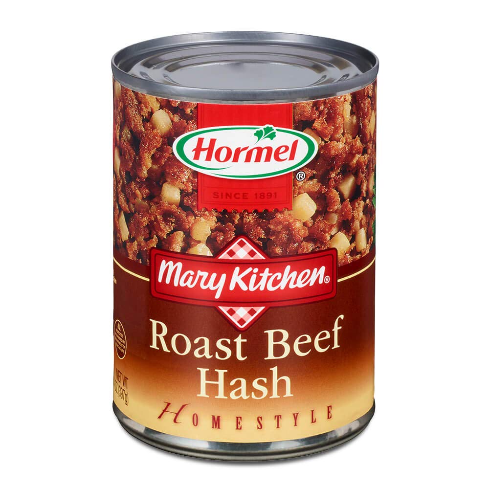 Mary Kitchen Roast Beef Hash cans offering versatile breakfast options