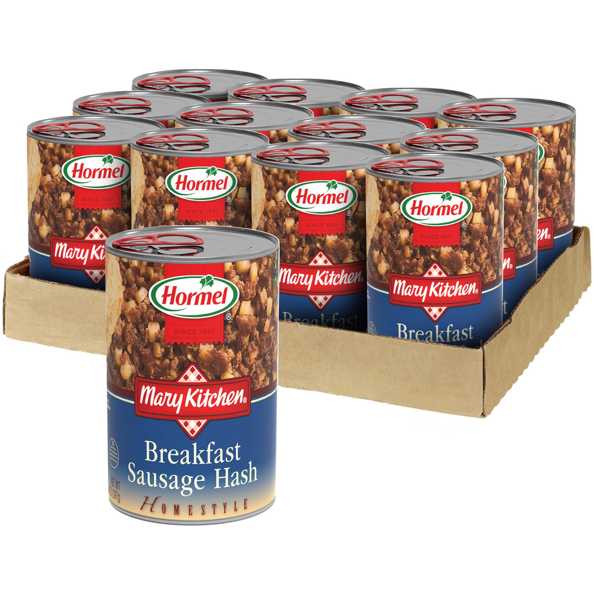 Mary Kitchen Hash Sausage Hash 12-pack box, convenient breakfast option.