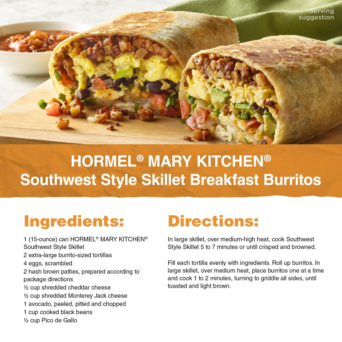 Mary Kitchen Southwest Style Skillet label-closeup notes protein per serving.
