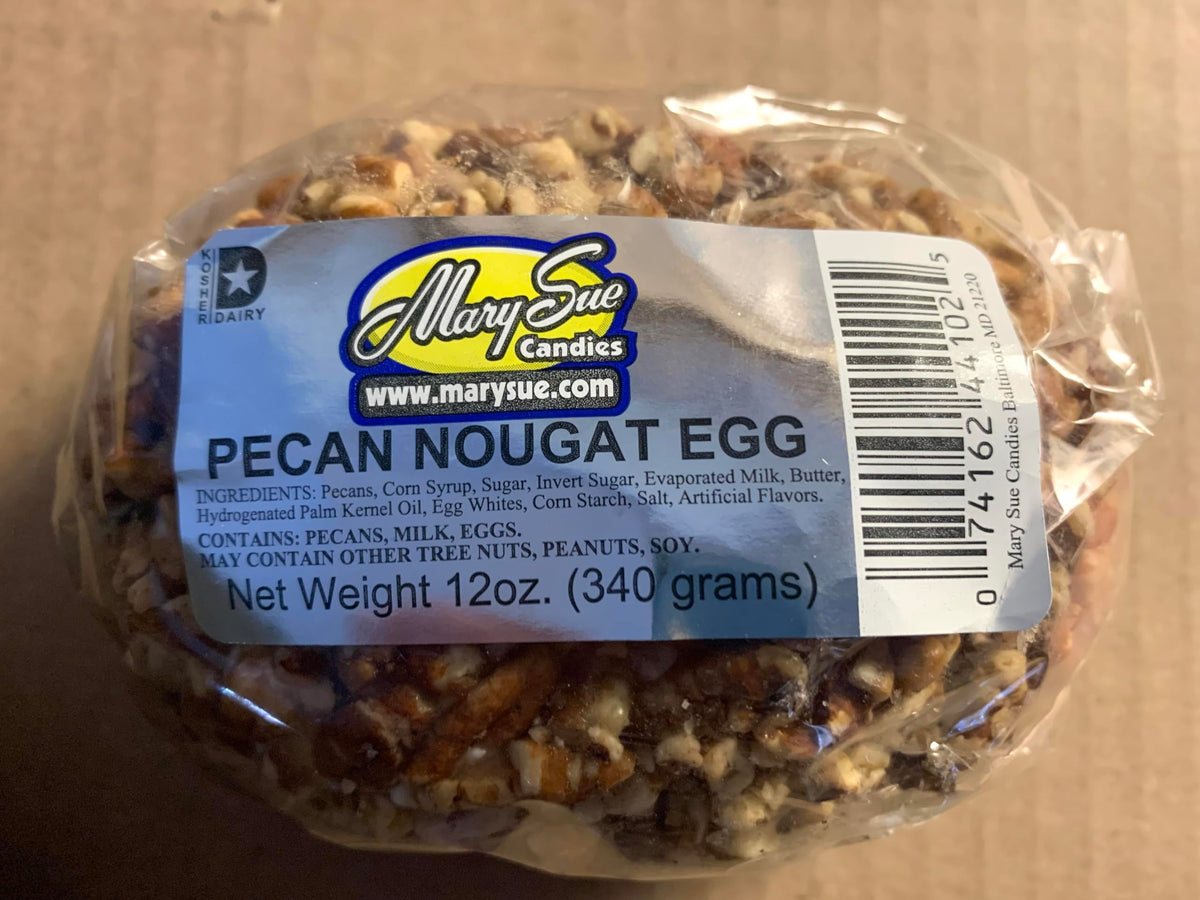 Mary Sue Pecan Nougat Egg on Easter table adds a delicious centerpiece.