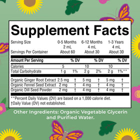 MaryRuth's Gripe Water bottle highlighting ginger root ingredient.