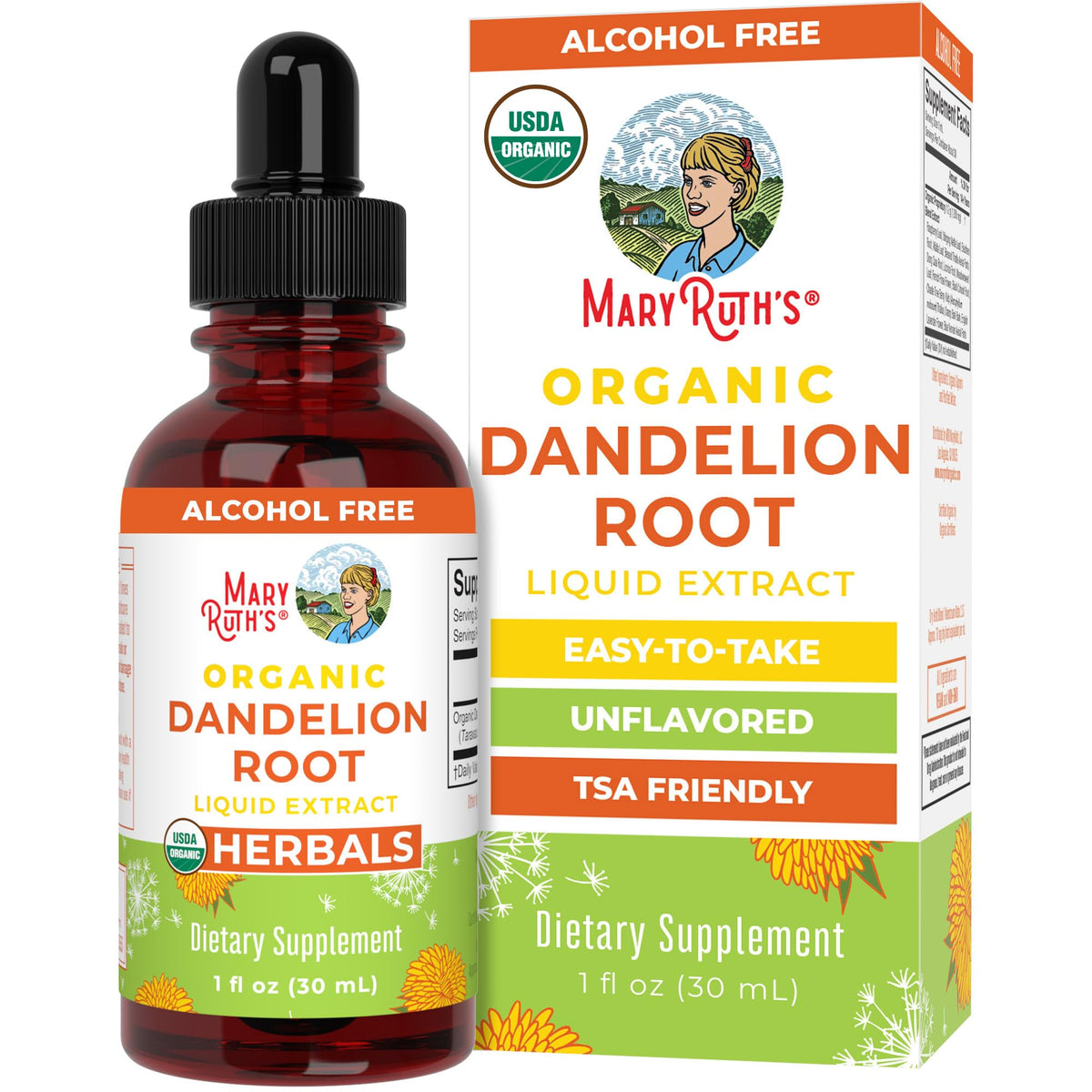 MARYRUTH'S Organic Dandelion Root Extract bottle for on-the-go wellness