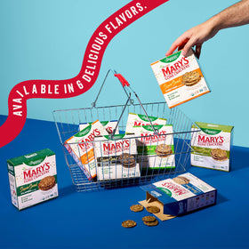 Mary's Gone Crackers pack on the go for plant-based snacking.