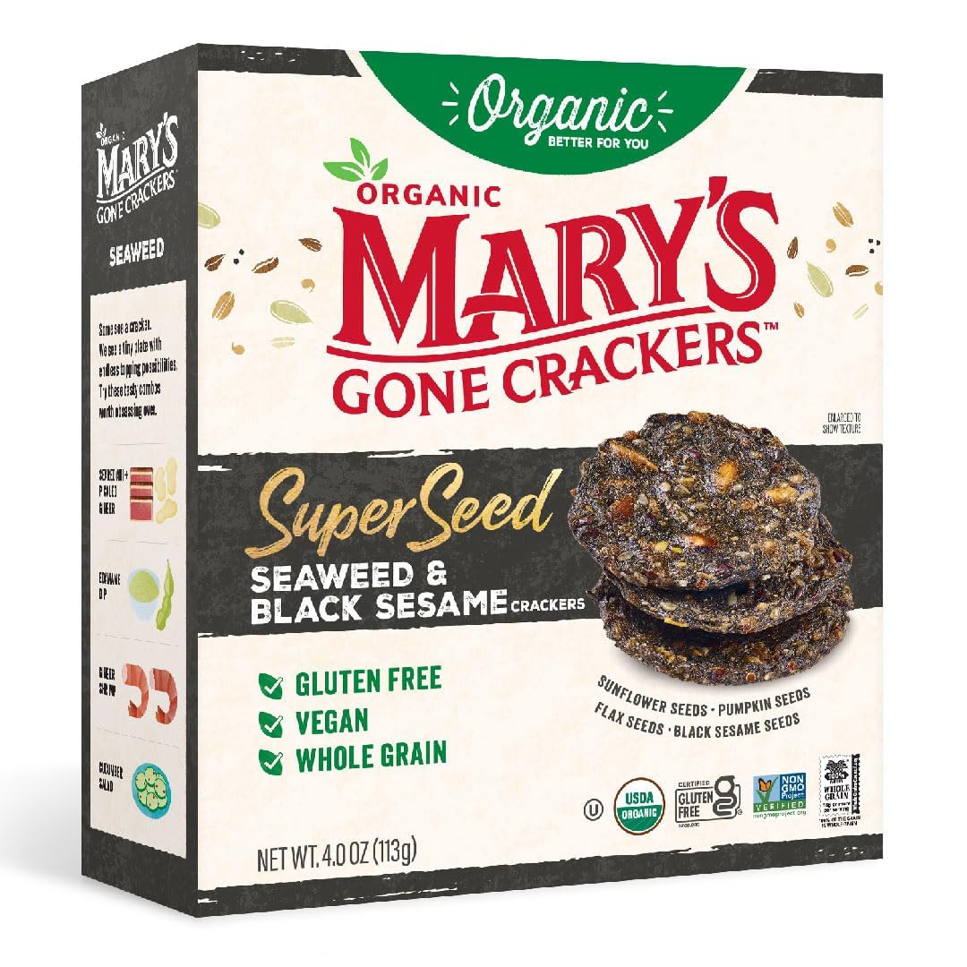 Mary's Gone Crackers Basil & Garlic SuperSeed crackers bring herbal aroma to any board.
