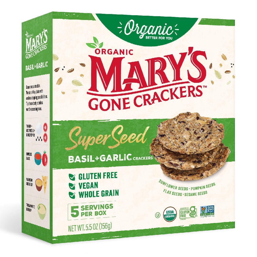 Mary's Gone Crackers Rosemary SuperSeed crackers provide aromatic notes and a crispy bite.